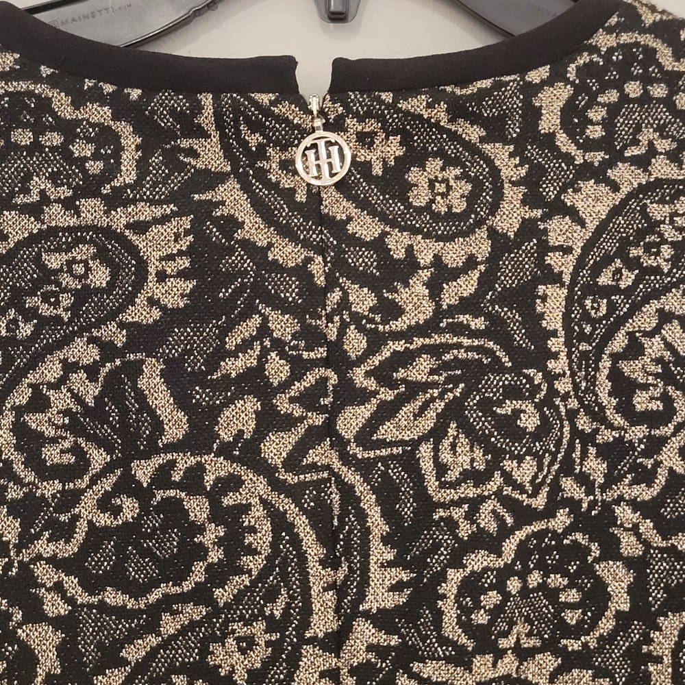 Tommy Hilfiger black and Gold brocade dress size 8 - Picture 4 of 4